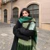 Green Age-reducing Scarf Women's New Winter Korean Atmosphere Scarf Neck Protection Shawl with High-end Feeling