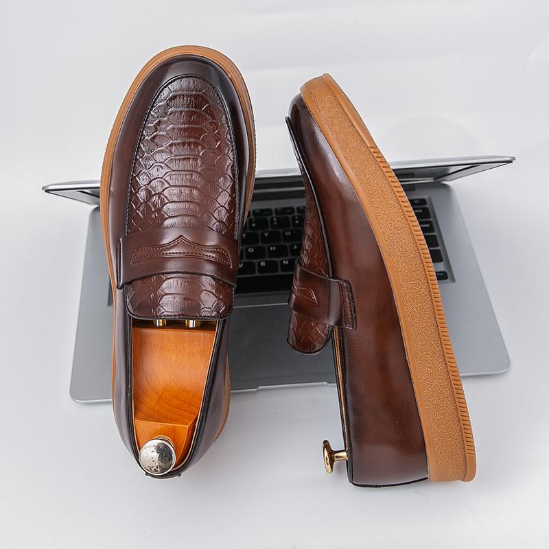 Fashion Designer New Gentleman Penny Loafers Men's Alligator Pattern Patent Leather Shoes Formal Wedding Prom Dress Homecoming Footwear
