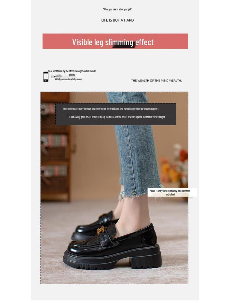 Autumn 2025 Women's Triumph Platform Loafers: Slip-On Chunky Heel Leather Shoes