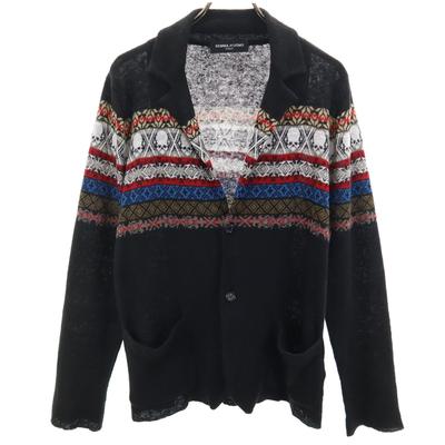 GEMMA.H UOMO Made In Italy Linen Skull Long Sleeve Knit Cardigan S Black Men's Used