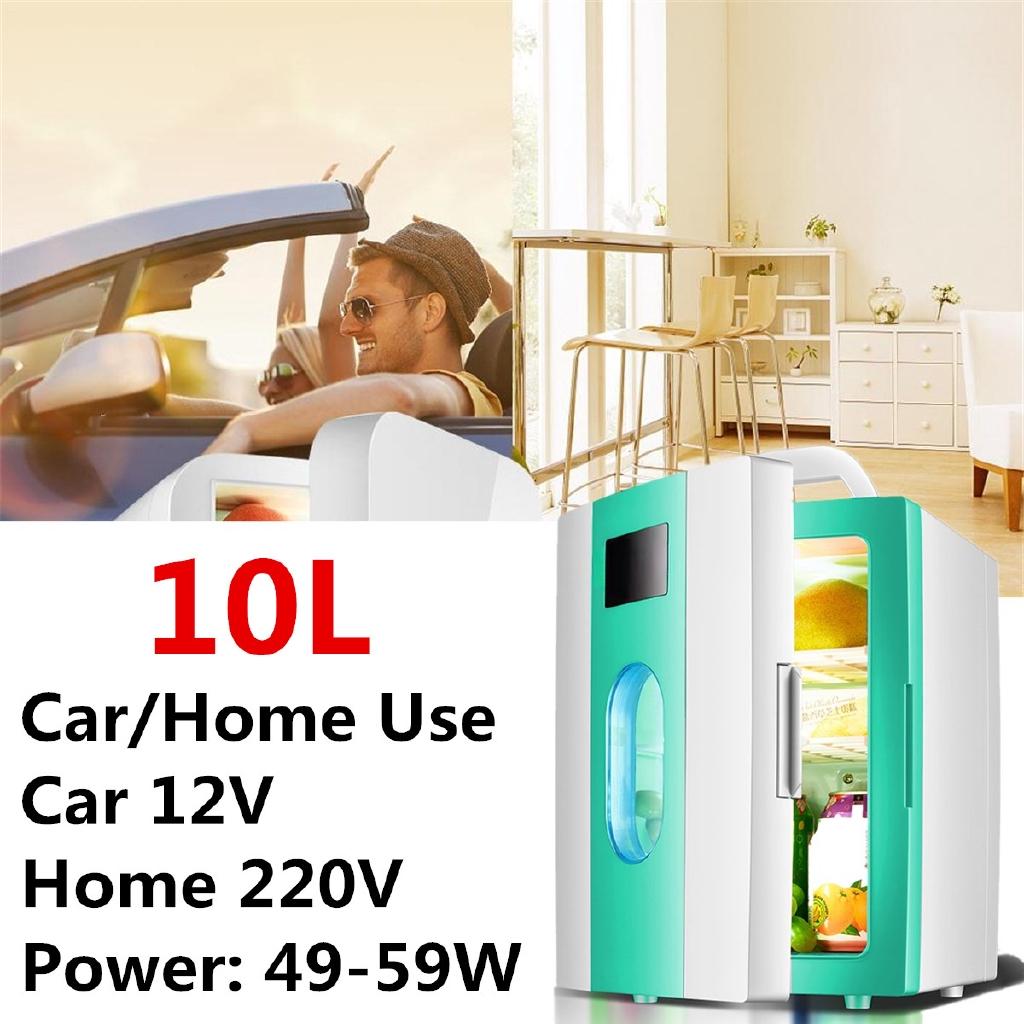 10L Portable Mini Refrigerator 12V/220V Car Camping Home Fridge Cooler/Warmer Portable Handle Low Noise Freezer
