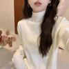 Blue Turtleneck Long-sleeved Bottomed Knitted Sweater for Women's Autumn and Winter Large Size Fat Mm Loose Thickened Warm Pullover Sweater Inside