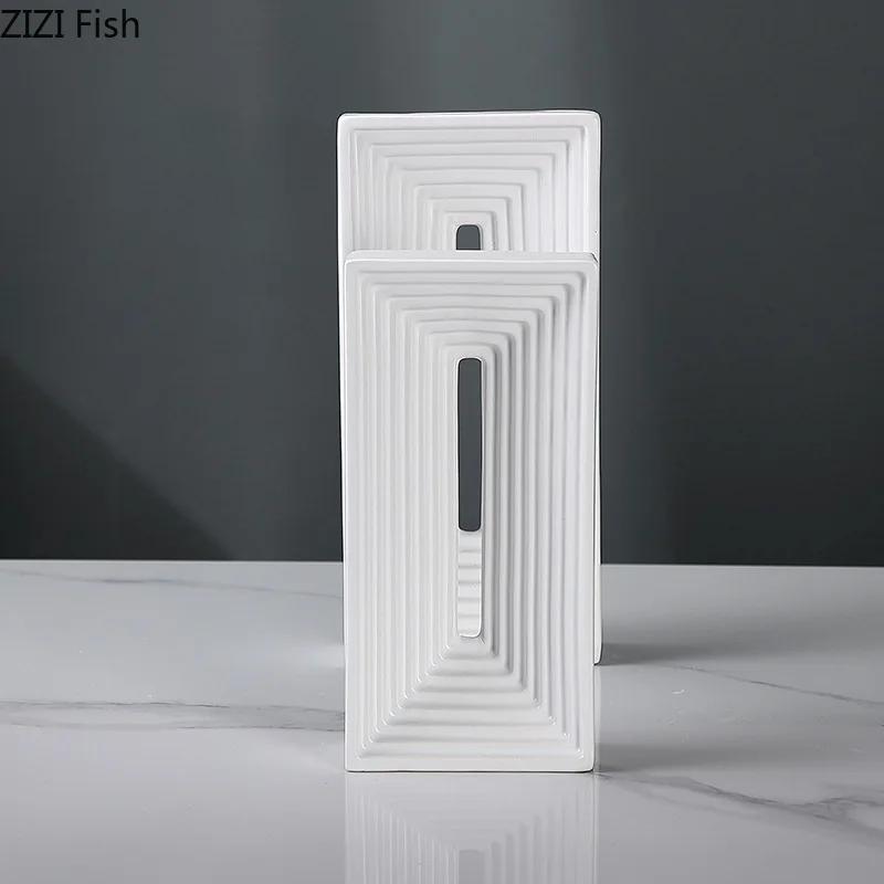 Square Ceramic Geometric Sculpture Abstract Artwork Ornaments Desk Decoration Minimalism Square Arch Statue Modern Home Decor