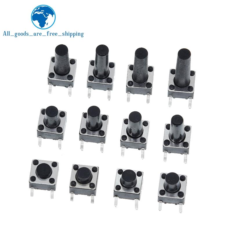 100/300 pièces 6X6X5/4.3/5.5/6/7/8/9/10/13MM Interrupteur Tactile Bouton-Poussoir 12V 4 broches DIP Micro-interrupteur Pour TV/Jouets/usage domestique Bouton