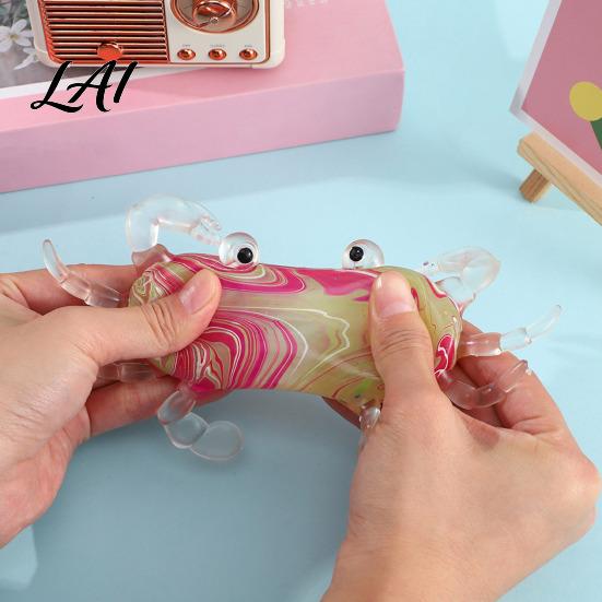 Stress Relief Squeeze Toy Crab Slow-Rising TPR Fidget for Safe Play Kids Cute Transparent Claws Portable Decompression Gadget Adults Slow Rebound