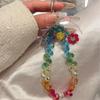 Flower Crystal Mobile Phone Pendant Chain Short Hand-Held Luxury Accessory Colored Design