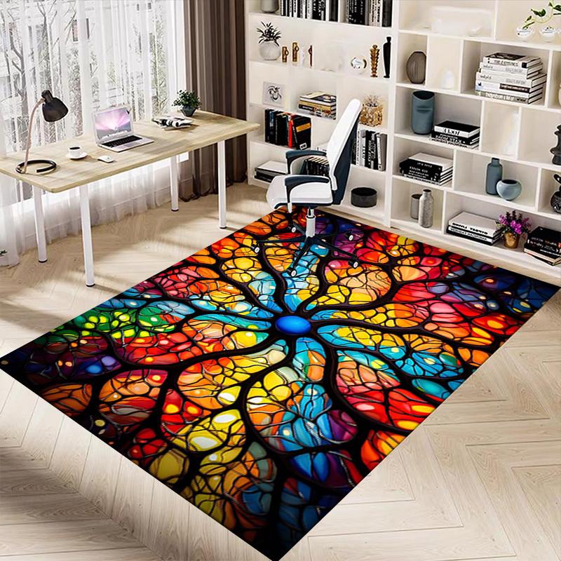 1PC Tree of Life Stained Glass Extra Large Non Slip Floor carpet Office, family, bedroom, Large Area Rug Indoor Rugs, Vibrant Colors