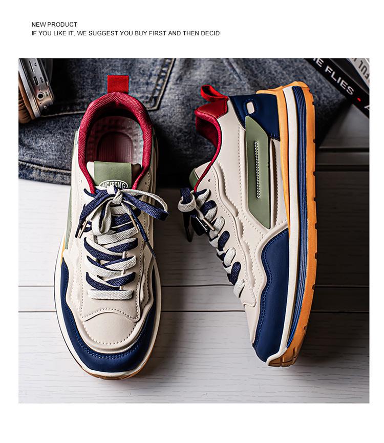 Men's Spring 2025 Breathable Casual Sneakers - Non-Slip Soft Sole, White Trendy Dad Shoes