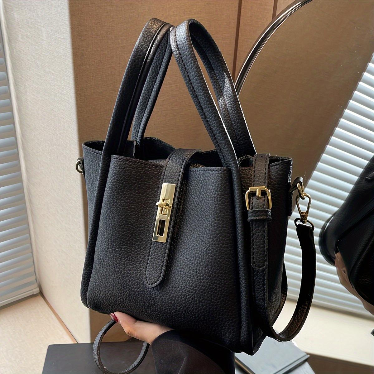 

High-value daily multifunctial handbag autumn and winter retro fashi trend simple solid color crossbody bag (20cm<Max Length<30cm) чёрный