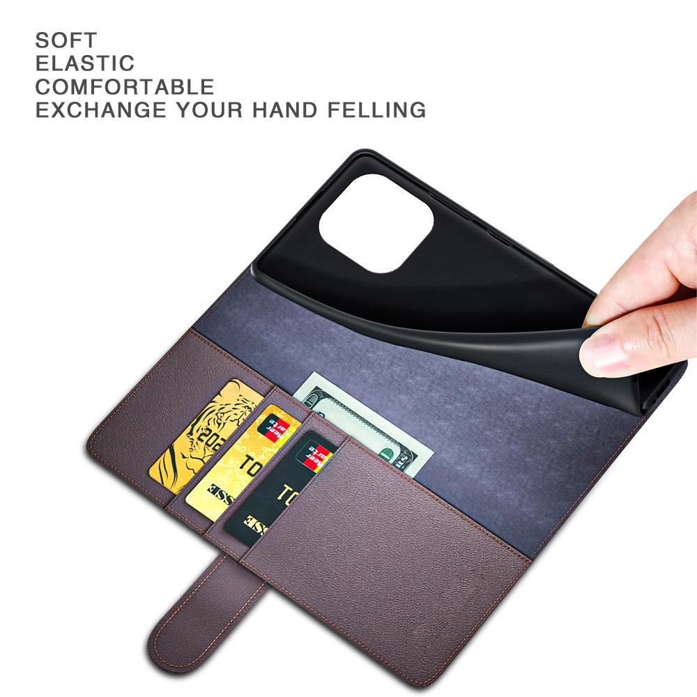 Für iPhone 15 Pro Hülle Echtes Spaltleder Handyhülle mit Brieftasche Ständer