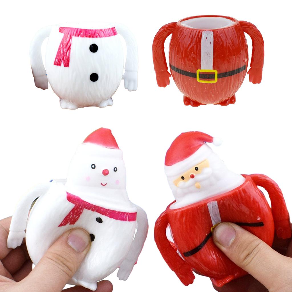 3 Stück Quetschspielzeug Weihnachten Weihnachtsmann/Schneemann Puppe Neuheit Popup TPR Fidgets Quetschbares Spielzeug Kinder Büro Schreibtisch Neuheit Spielzeug