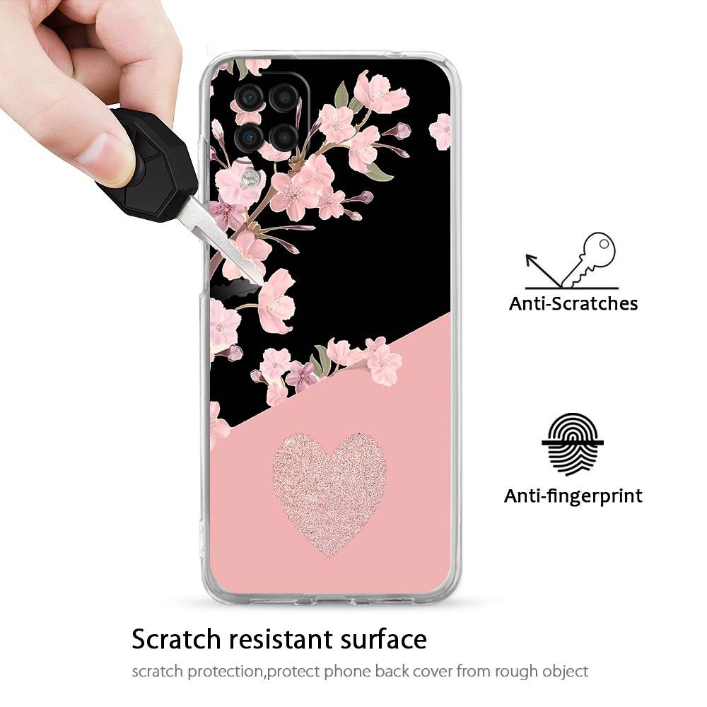 Pink Letter Flower Phone Case For Samsung A13 A33 A73 A53 A23 A51 A71 A21S A12 A31 A41 A05s A03S A15 A25 A32 5G Clear Cover