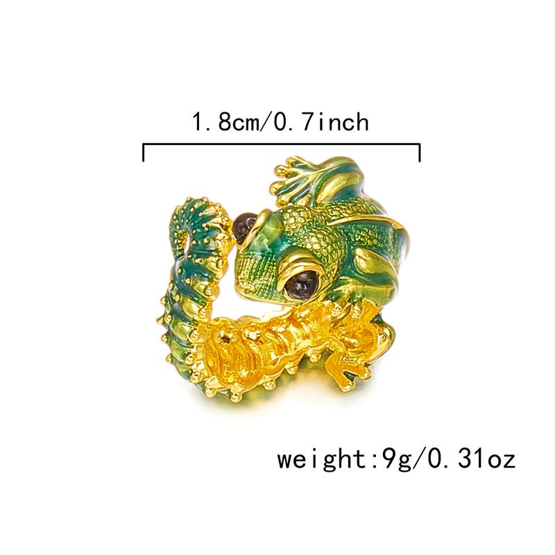 Creative Green Frog Toad Opening Ring For Women Men Aesthetic Design Cute Fish Animal Shape Adjustable Finger Ring Party Jewelry