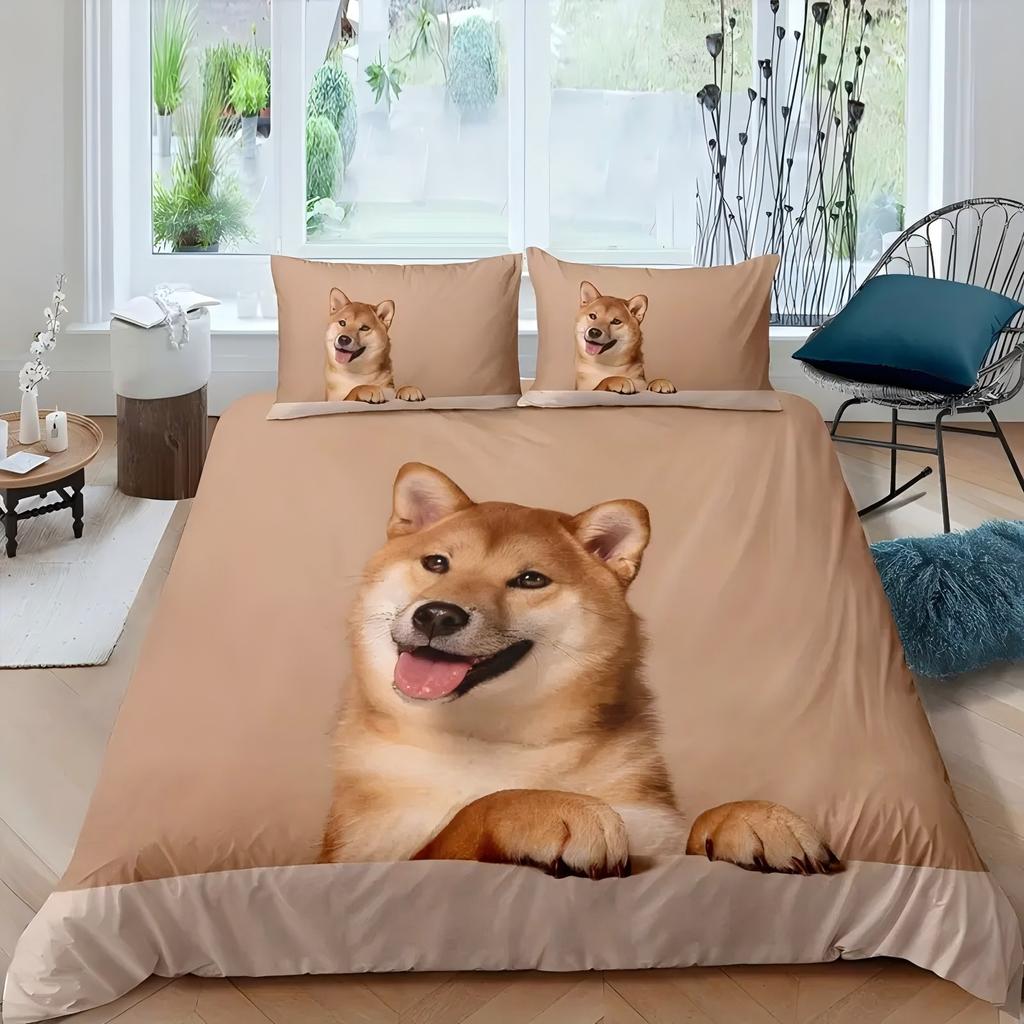 Cute Akita Dog 3d Printed Duvet Cover Set Home Soft Comfortable Luxury Bedding Set Animal Pet Theme Quilt Covers Set Pillowcases