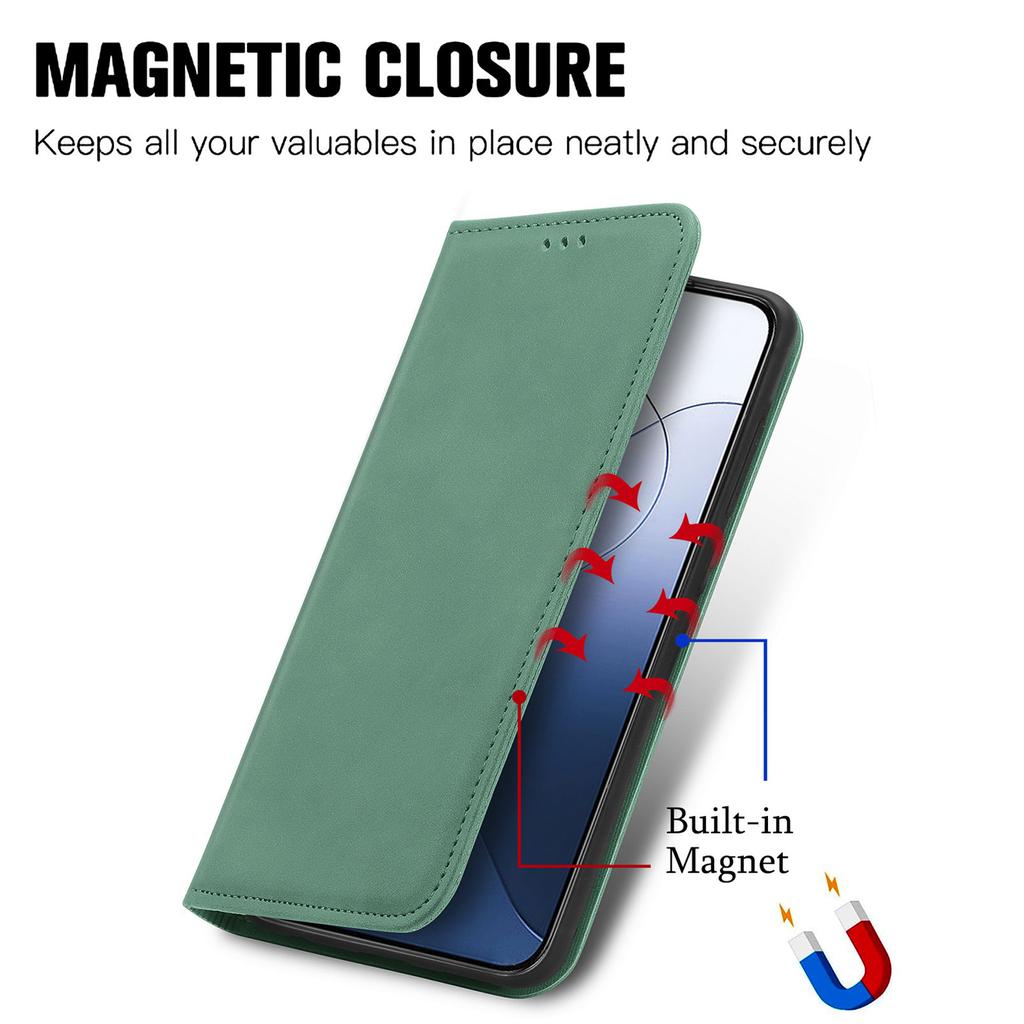 Kožené pouzdro pro Xiaomi 14T Pro s držákem na karty Magnetické absorpční pouzdro na telefon