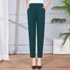 Mom's Summer Thin High-Waisted Elastic Pants - Casual Straight-Leg for Middle-Aged and Elderly Women