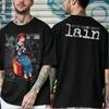 Unisex bawełniana koszulka z nadrukiem anime Serial Experiments Lain, japońska manga, miejska moda Harajuku Y2K Streetwear, wygodna koszulka dla kobiet i mężczyzn