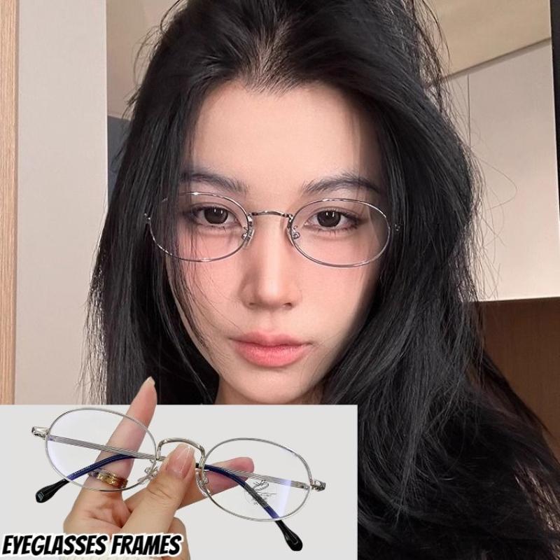 New Neutral Style Ultra-light and Fashionable Oval Frame Glasses Without Lenses Elegant and Luxurious Women's Glasses Frame
