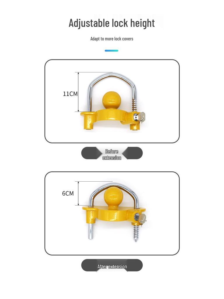 Aluminum Alloy U-Shaped Tow Hook Anti-Theft Lock for Cars, Yachts, RVs, and Ball Covers