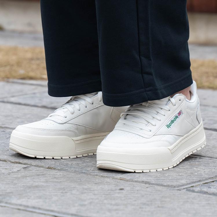 Reebok Club C Megacourt Comfortable Versatile Thick Sole Sneakers Unisex Sneakers White 100221376