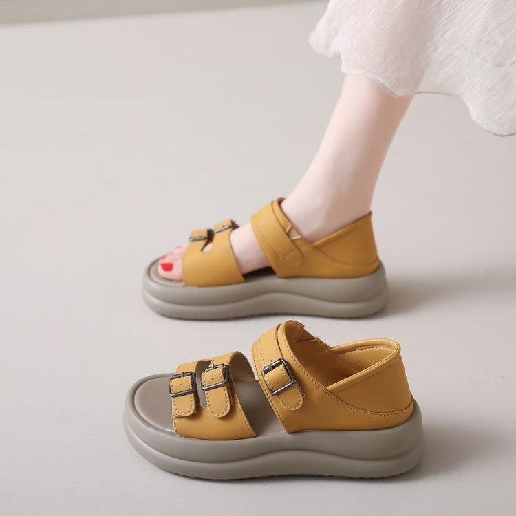 Casual sports muffin platform sandals new summer wear Korean feet wide fat beach Roman shoes