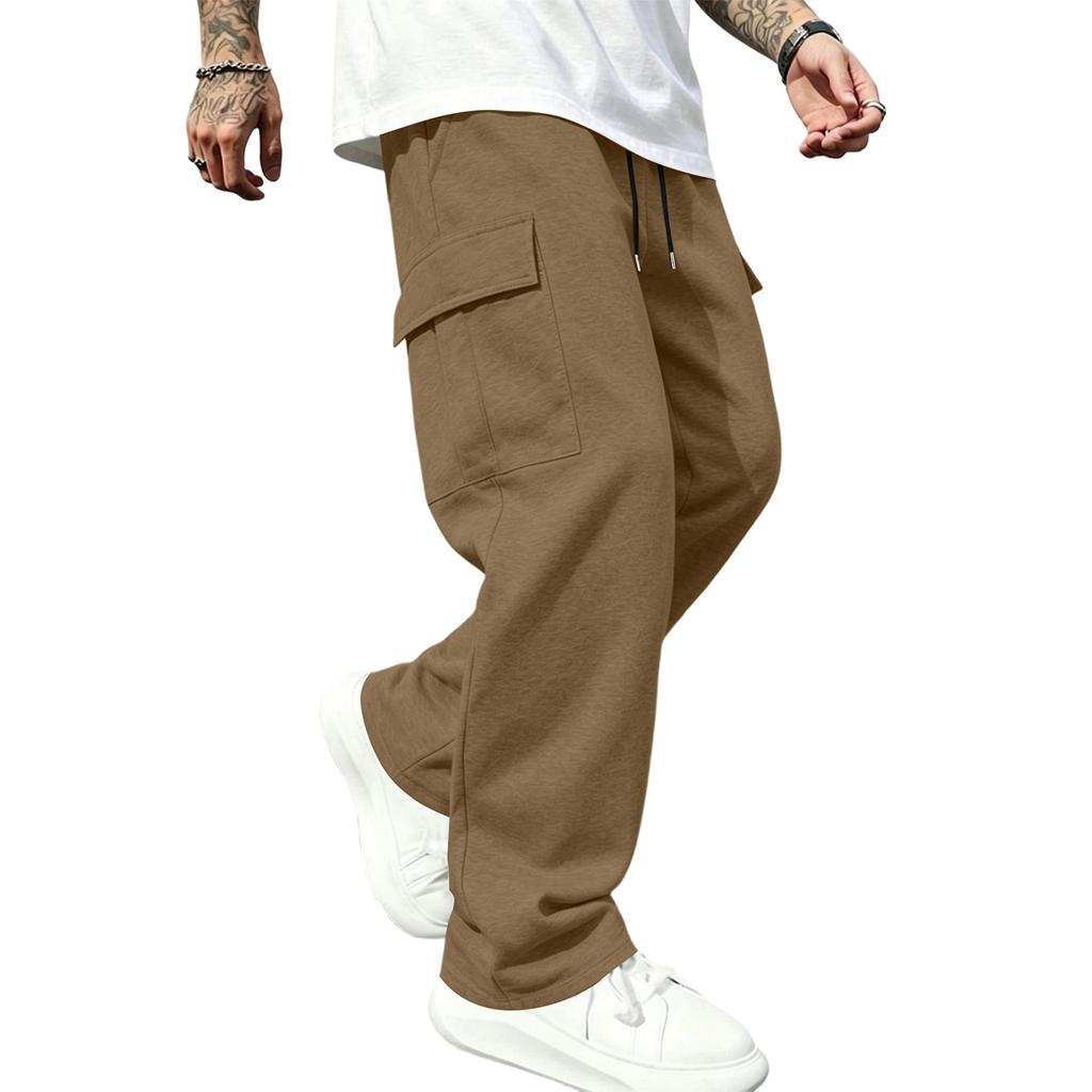 Men's Loose Fit Cargo Sweatpants with Elastic Waist Straight Leg Casual Athletic Pants