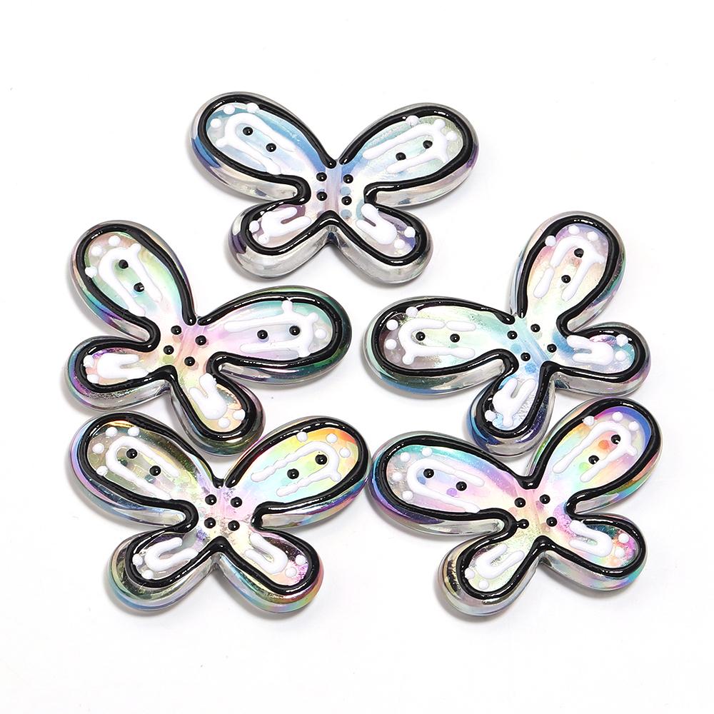 5pcs 46x32mm Butterfly Acrylic Beads Colorful Oil Dripping Loose Beads For Jewelry Making DIY Necklace Earrings Phone Key Chain