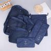 7Pcs/Set Folding Travel Storage Bags Digital Toiletries Shoes Clothes Organizer Suitcase Clothes Tidy Pouch Packing Cubes Set