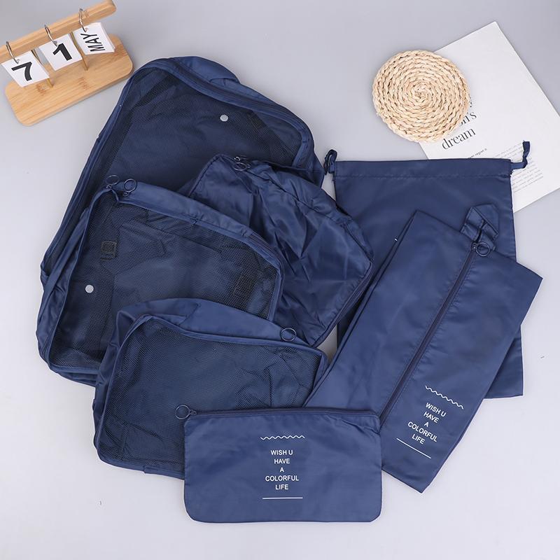 7Pcs/Set Folding Travel Storage Bags Digital Toiletries Shoes Clothes Organizer Suitcase Clothes Tidy Pouch Packing Cubes Set