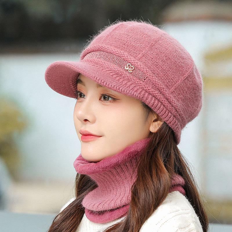 

Женская осенне-зимняя шапка из кроличьего меха, ветрозащитная, флисовая, утолщенная, теплая вязаная шапка, модная шапка с ушками single hat