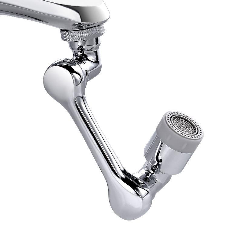 Mechanical Arm Universal Splash-Proof Faucet Extender, Rotating Sink Spout Connector Single-Gear Electroplated with Wrench