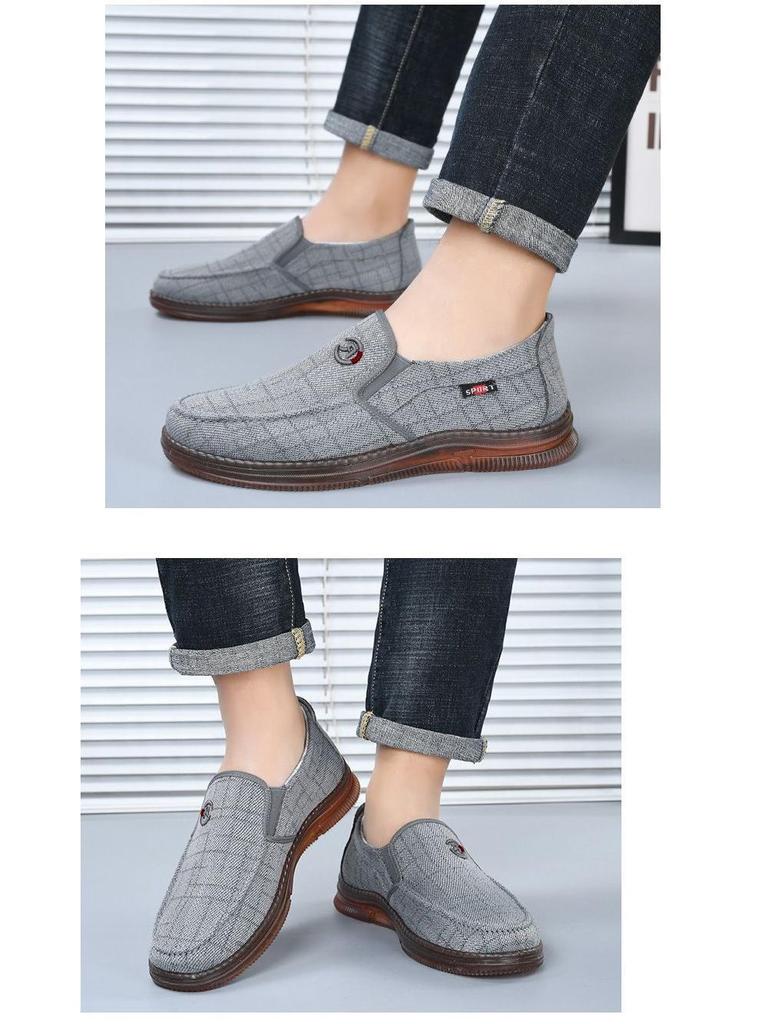 Men's Slip-on Old Beijing Canvas Shoes - Breathable, Non-slip, Wear-resistant Sole, Spring/Autumn Casual Footwear