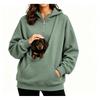 Womens Half-Zip Hooded Sweatshirt With Pet Pocket Loose Fit Fall Winter Top Small Dogs