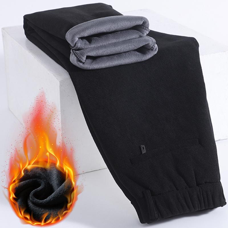 

Зимние мужские флисовые теплые толстые повседневные брюки мужские деловые облегающие корейские вельветовые длинные брюки мужские черные брюки 31 чёрный