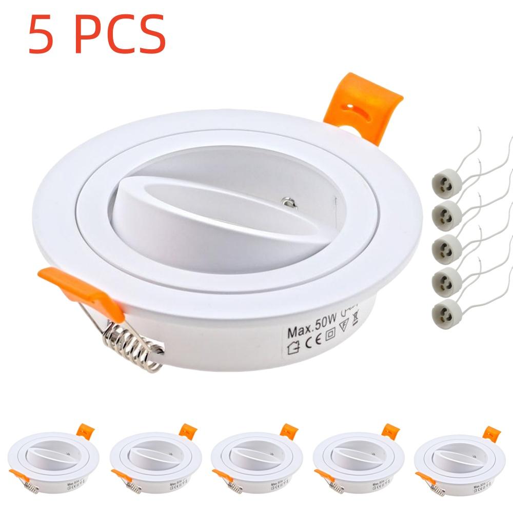 5 Pcs LED Downlight Frame with GU10 Lamp Base Ceiling Lights Recessed Lamp Spot Light for Living Room Indoor Light