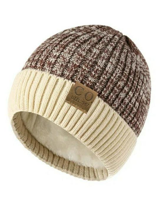 Men's Winter Thickened Warm Knit Hat - Velvet-Lined Wool Black Hat for Boys