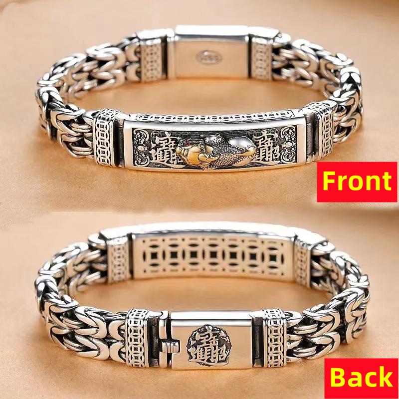 2025 Vintage 100% Argento Massiccio Reale S925 Bracciale da Uomo Pixiu Fortunato Retrò Stile Spesso Tendenza Dominante Gioielli di Personalità