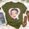 Retro Retro Süße Betty Boop Cartoon Stil Grafik T-Shirt Damen Kurzarm Betty Boop Lässig Tägliche Kleidung