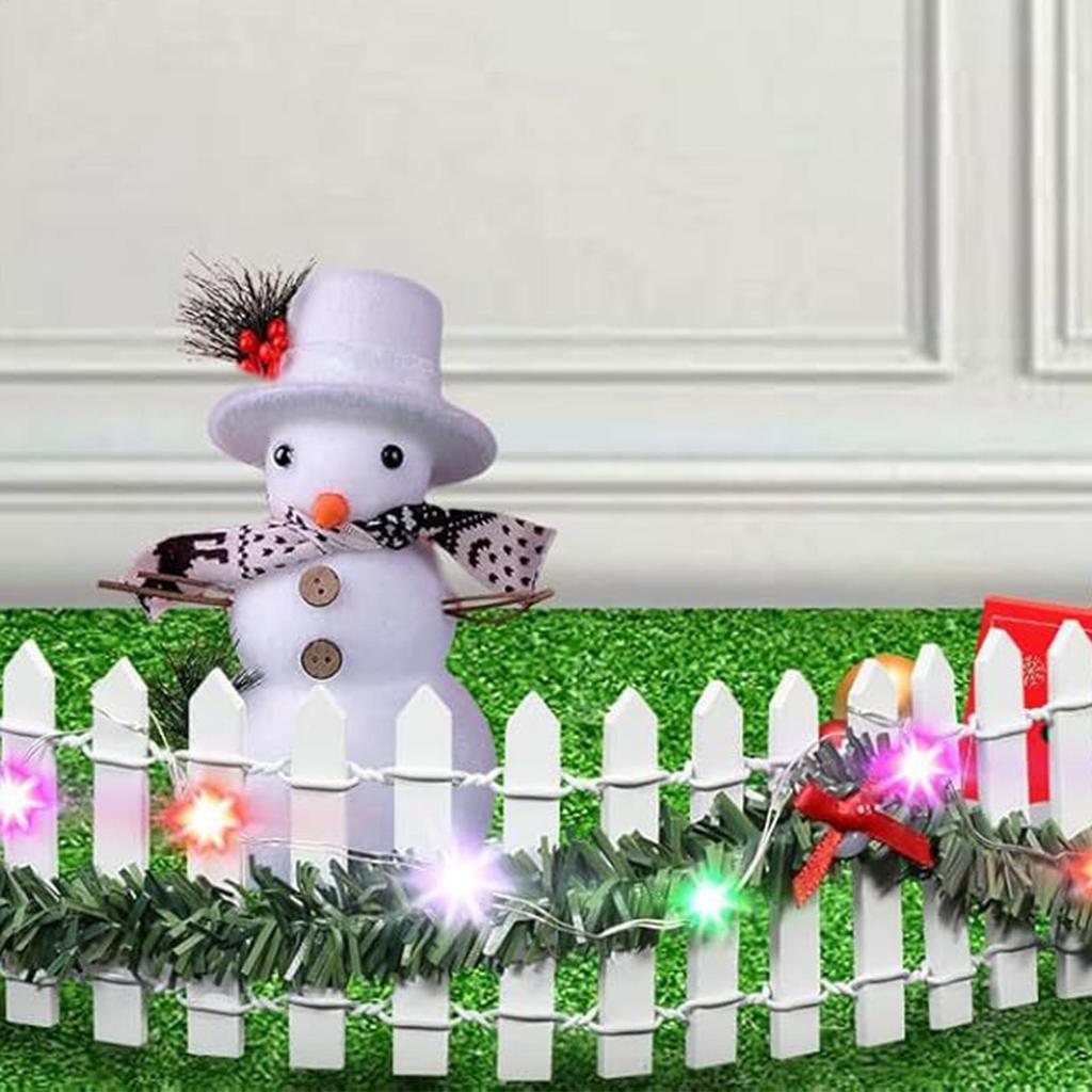 Christmas Tree Fences Garden Fencing Fairy Garden Accessories Wooden Party Decoration With LED Light For Kids Holiday Home Decor