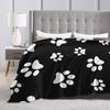 Dog Paw Print and Bone Flannel Blanket Winter Super Warm Throw Blanket for Boy Girl Living Room Print Bedspread Sofa Bed Cover