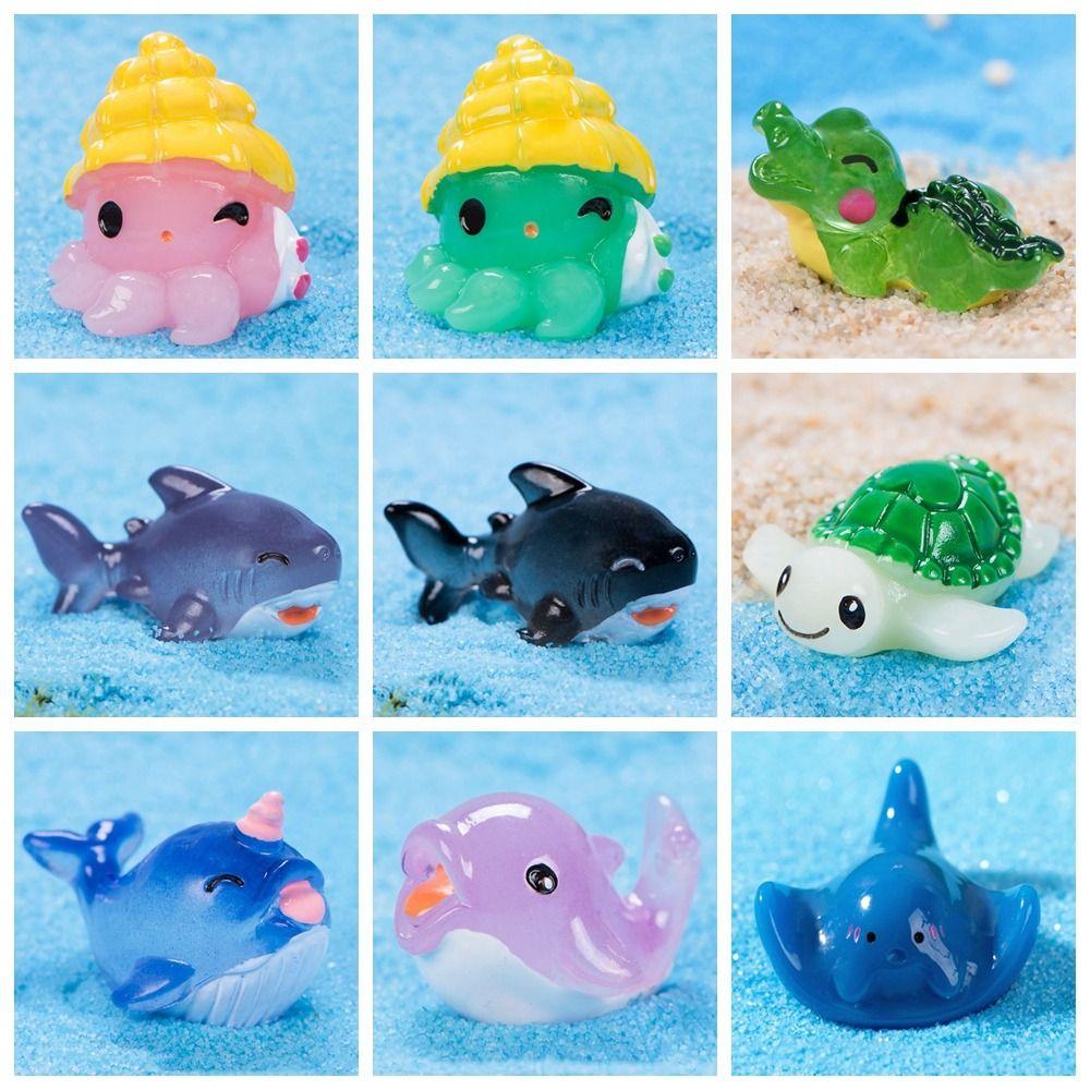 DIY Cartoon Fish Statue Resin Mini Sealife Models Gift Miniature Marine Animal Figurines