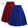 Women Mini Skirt High Waist Lace-up Bowknot Decor Short Skirt Solid Color A-Line Skate Skirt Leisure Daily Wear