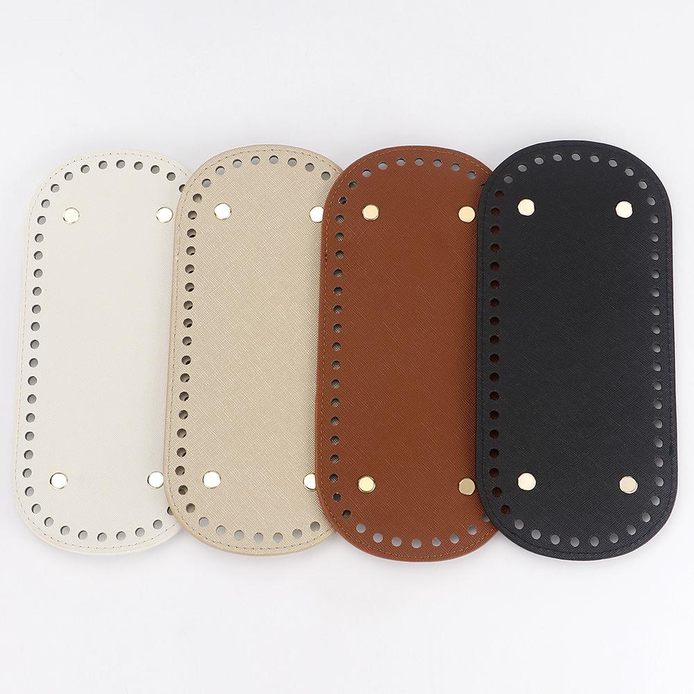 1pc DIY Leather Oval & Circle Bottom Base Material for DIY Weaving Yarn Thread Handbag, Handicraft Crochet & Knitting Accessory