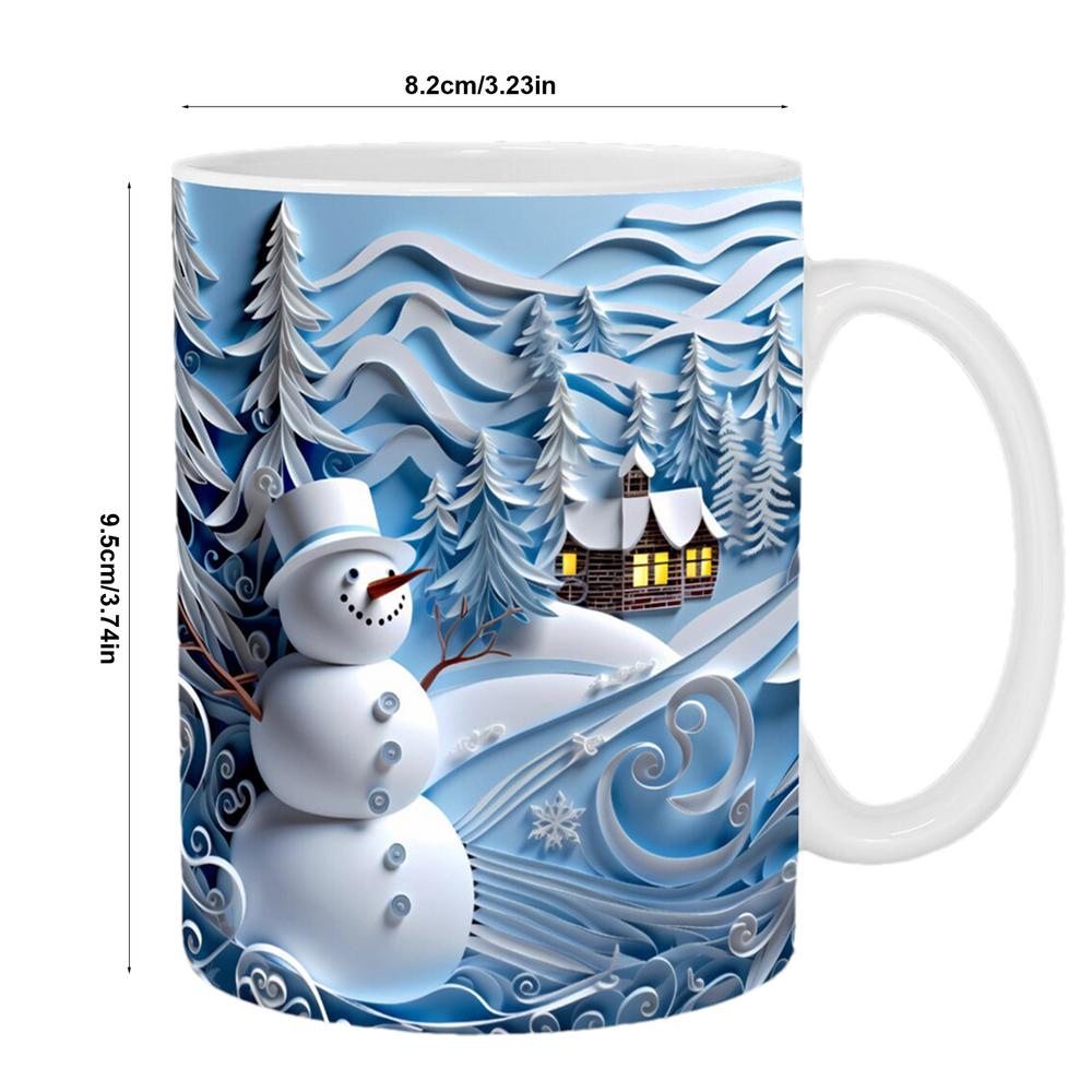 Cute Christmas Snowman Chocolate Mug with Handle Drink Jiuce Cup Christmas Theme Decor Enamel Mugs Xmas Gift For Kids