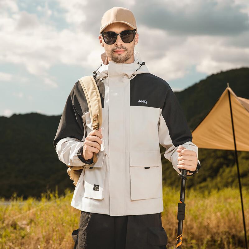 JEEP Men's Fashion Patchwork Windproof Hooded Jacket