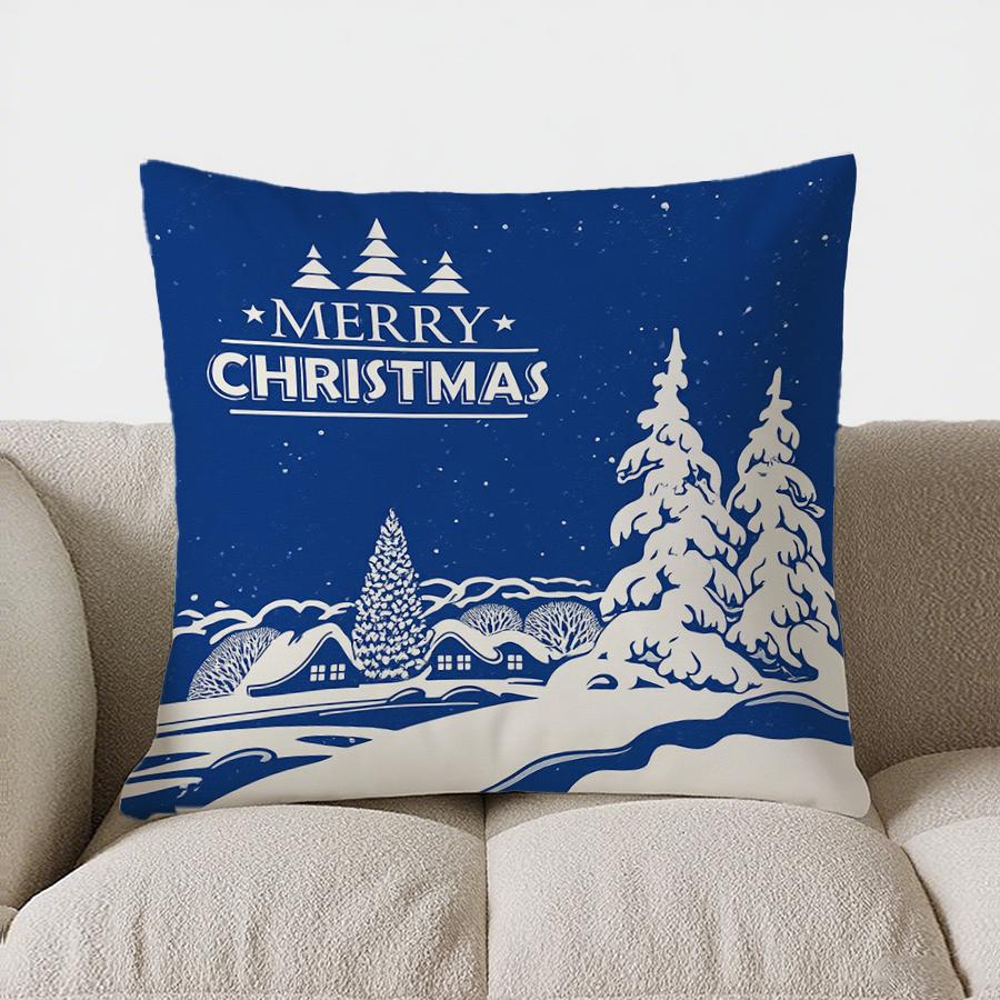 Home Decor Christmas Tree Merry Christmas Pillow Pattern Cushion Cover Suitable For Sofa Bedroom Car Pillow Cover