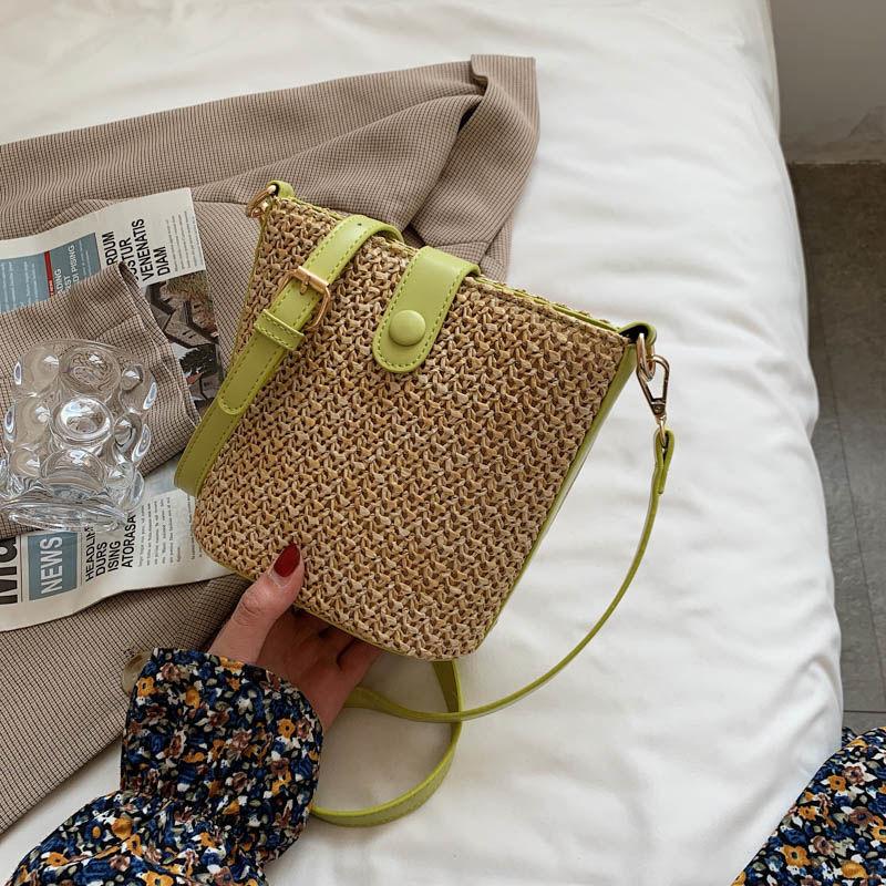 New seaside summer beach vacation versatile woven bag fashion messenger bag straw bucket bag shoulder bag