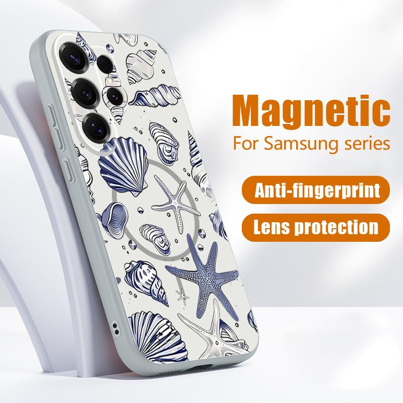 Magnetic For Magsafe Case For Samsung Galaxy S26 Ultra S25 Edge S24 Plus S23 FE S22 A17 A54 A55 A56 A57 5G Shark Whale Pattern Cover