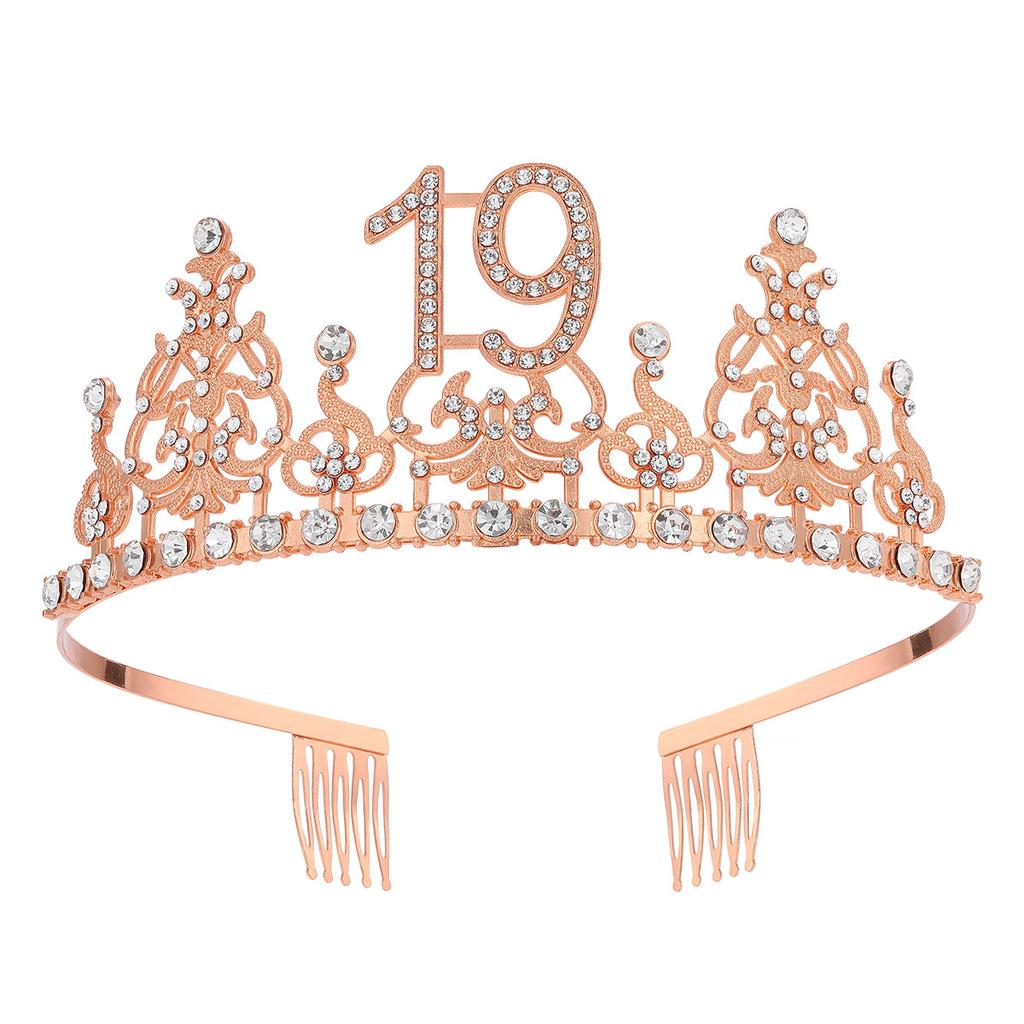 Fashion Alloy Digital Crown With Diamond Tiara 18Th Birthday Party Pearl Alloy Headband