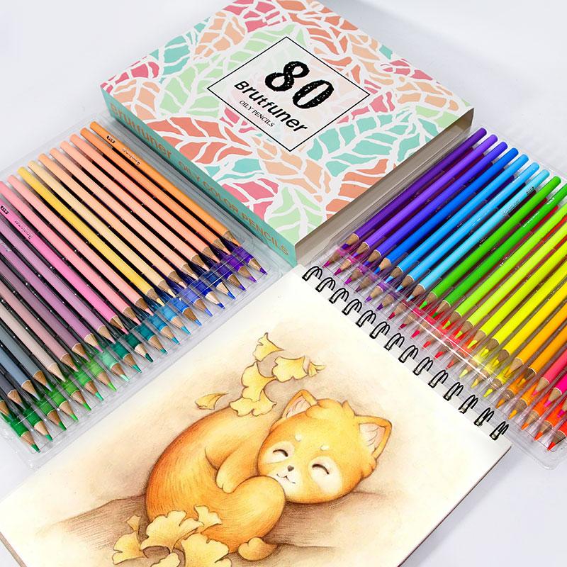 

Набор из 80 цветных карандашей с масляной основой, пастельных тонов, в коробке, для рисования от руки, граффити-арта, студенческие канцелярские товары